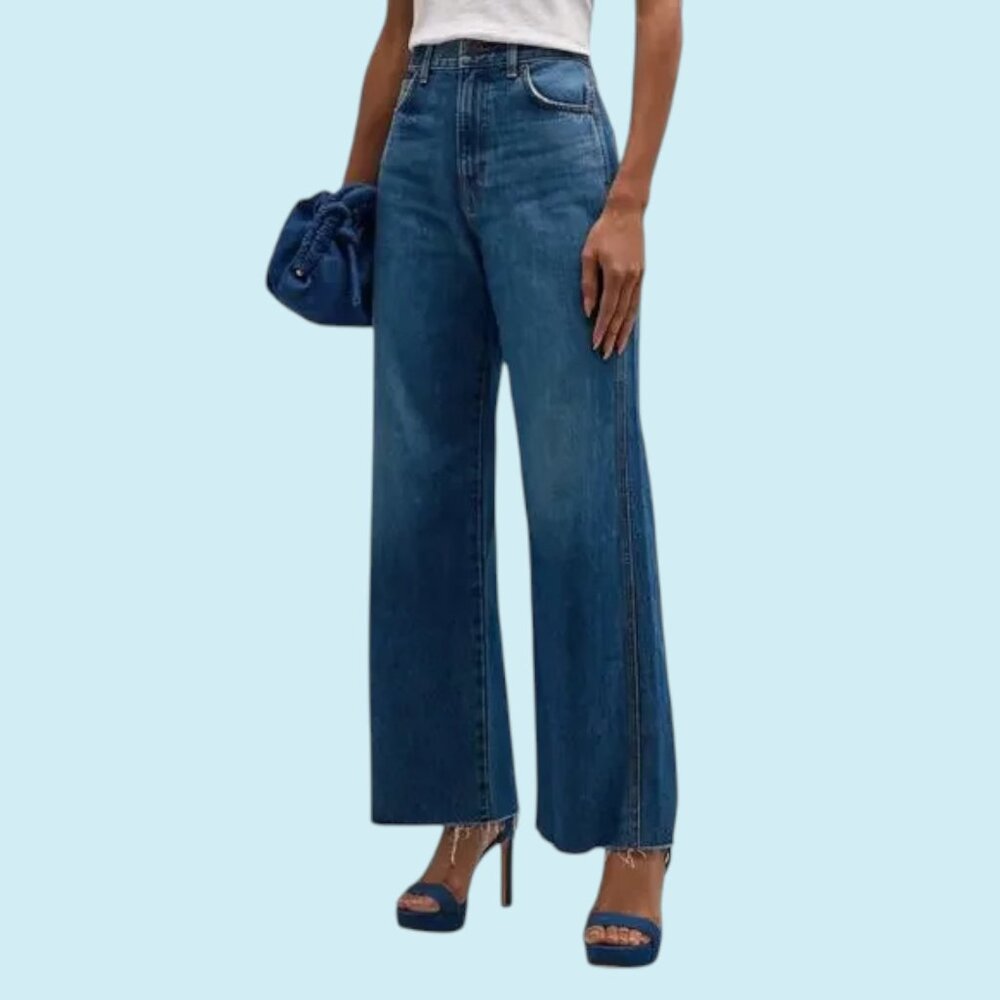 Veronica Beard Jeans Women's Size 32 High Rise Taylor Wide Leg Crop Raw Hem